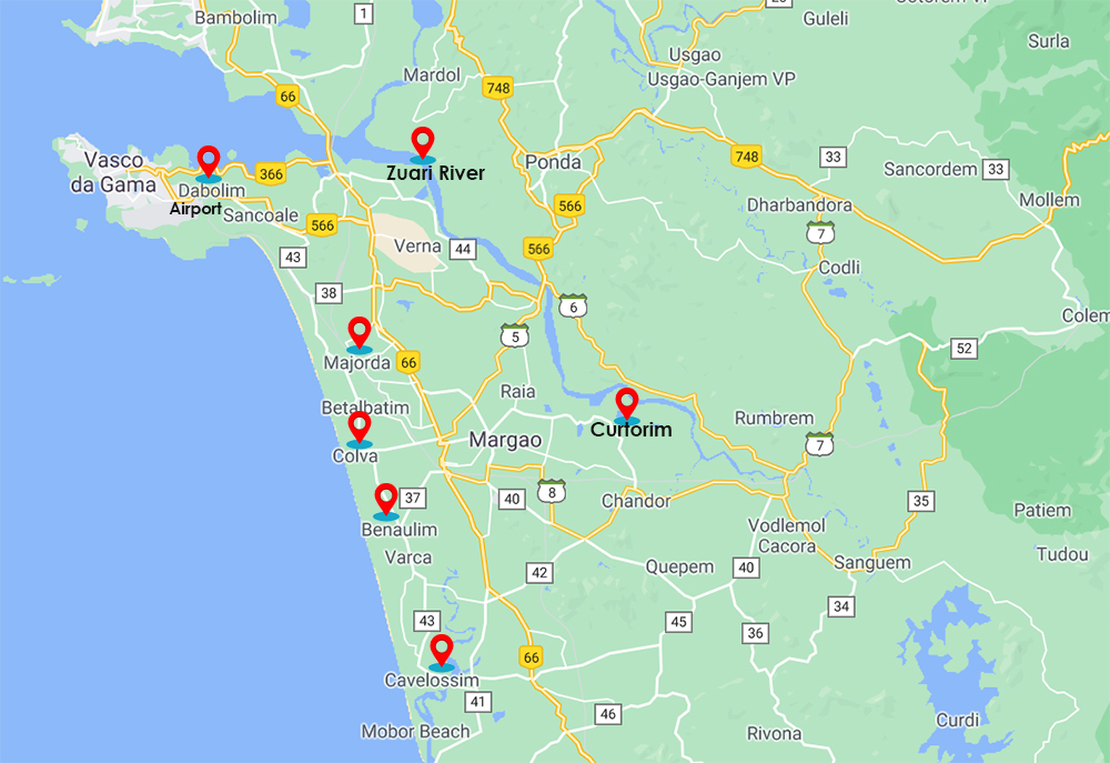 South Goa travel guide map
