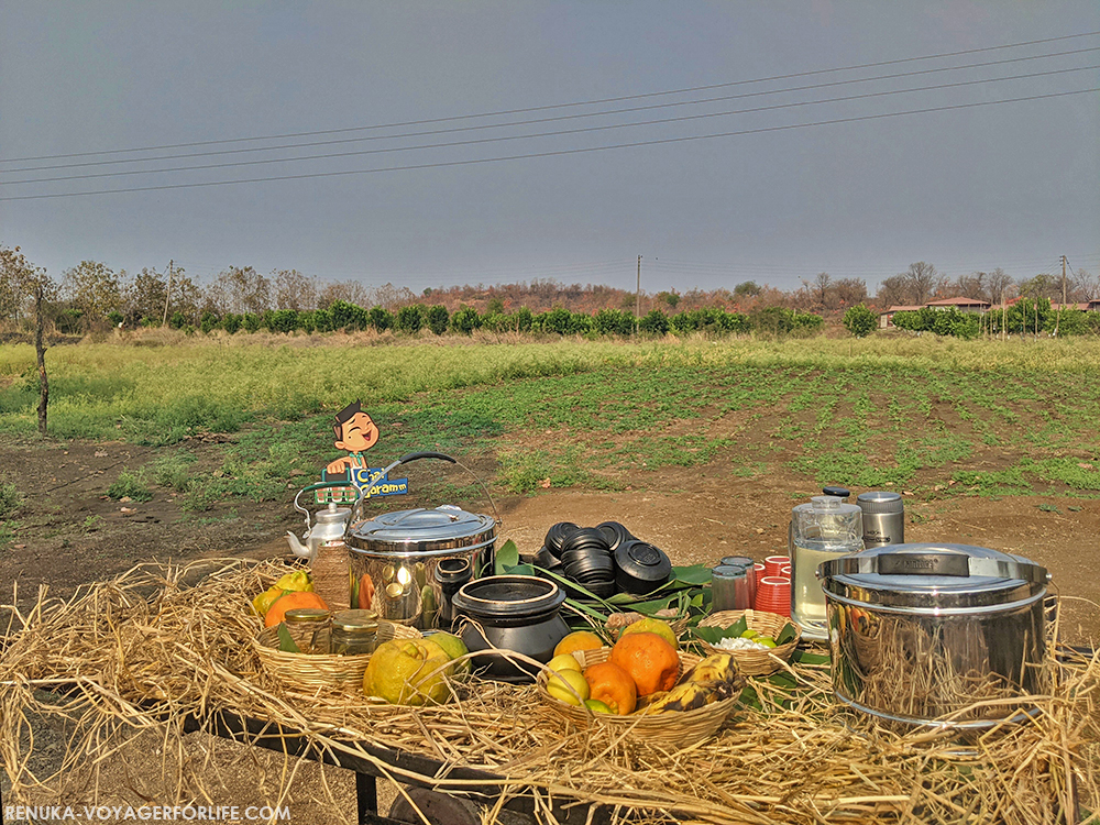 Breakfast spread in a resort in Maharashtra